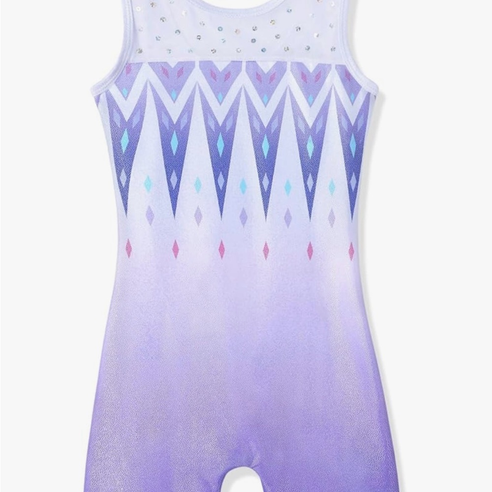 Purple and White Sleeveless Leotard